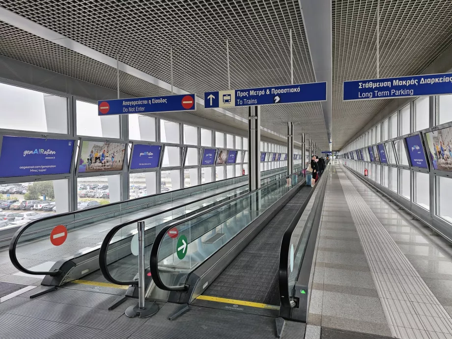 Directions to the metro and trains, Athens Airport