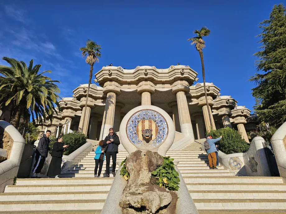 Parc Güell, salamandre sur l'escalier