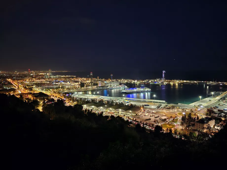 Vues nocturnes de Barcelone depuis le parc Montjuic