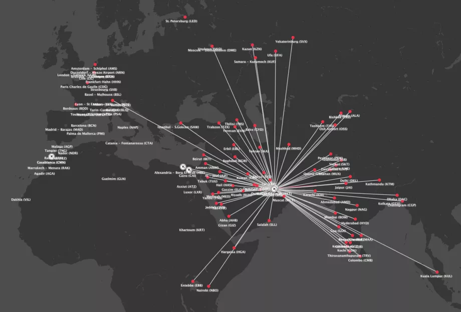 Carte routière Air Arabia