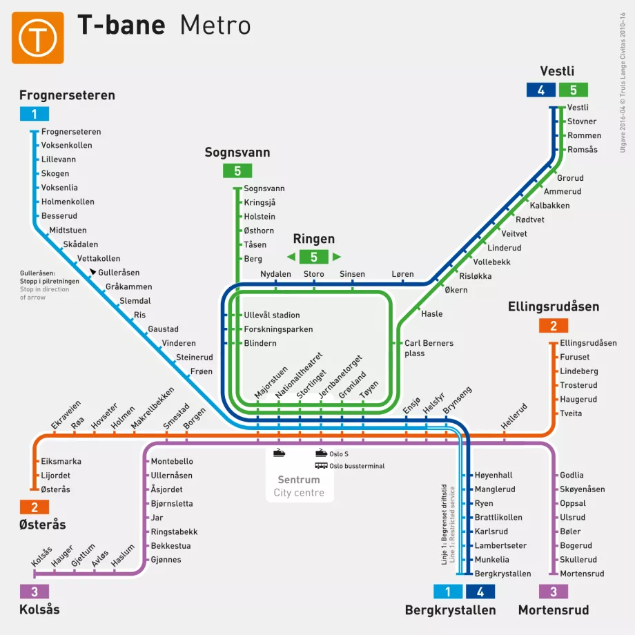 Plan du métro d'Oslo