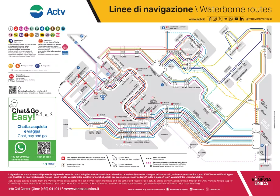 Carte des lignes maritimes de l'ACTV