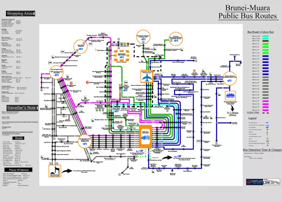 Carte des lignes de bus