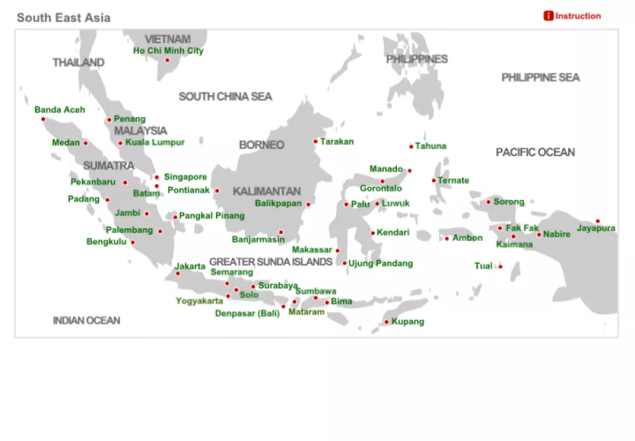 Carte des itinéraires de Lion Air