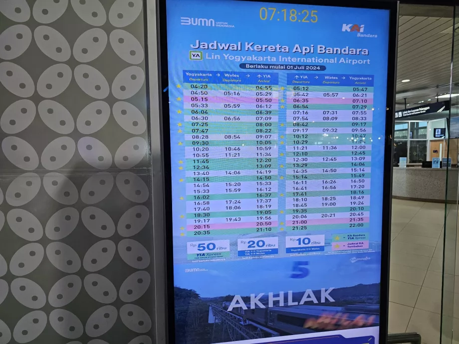 Horaires des trains vers/depuis YIA