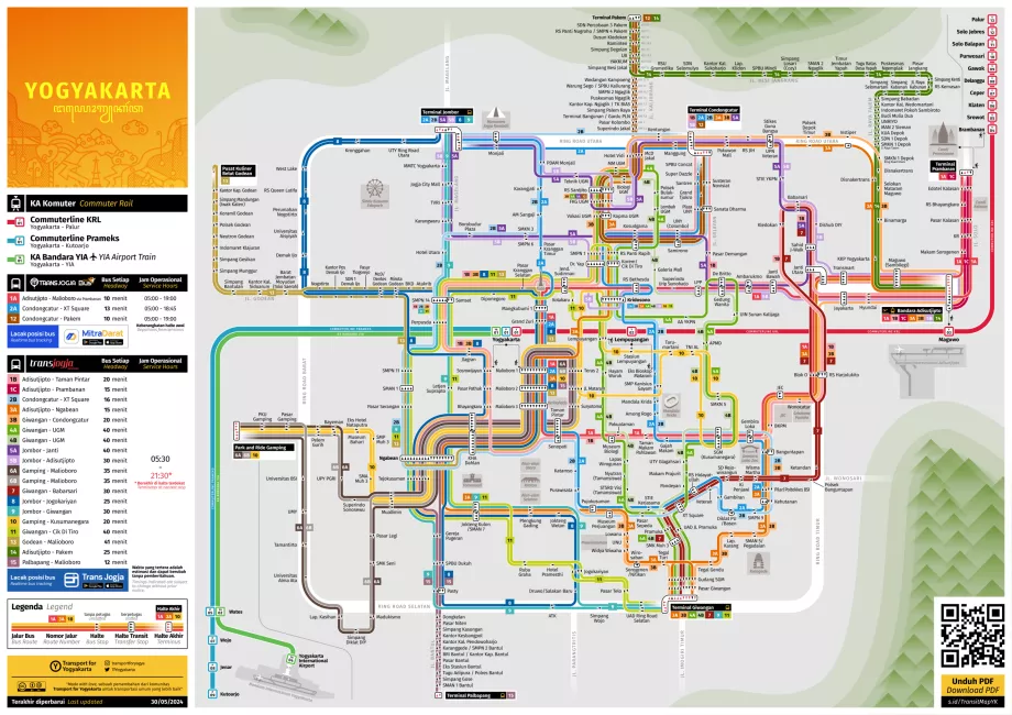 Carte des bus et des trains de Yogyakarta