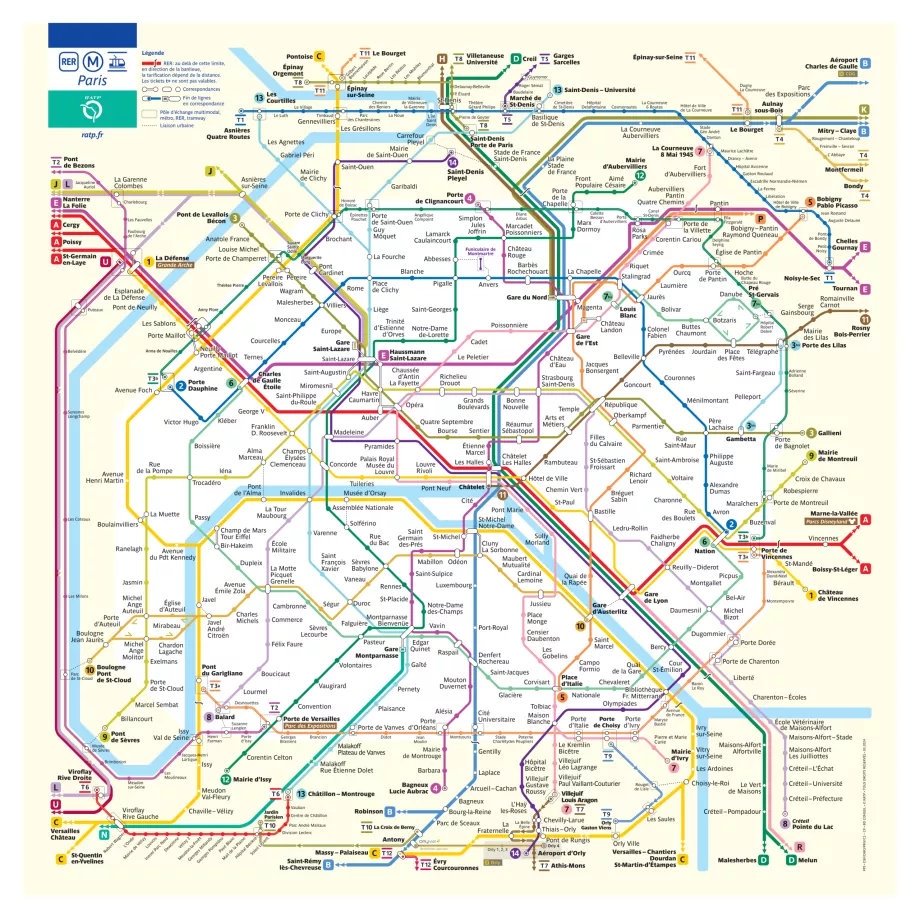 Plan de métro du centre de Paris