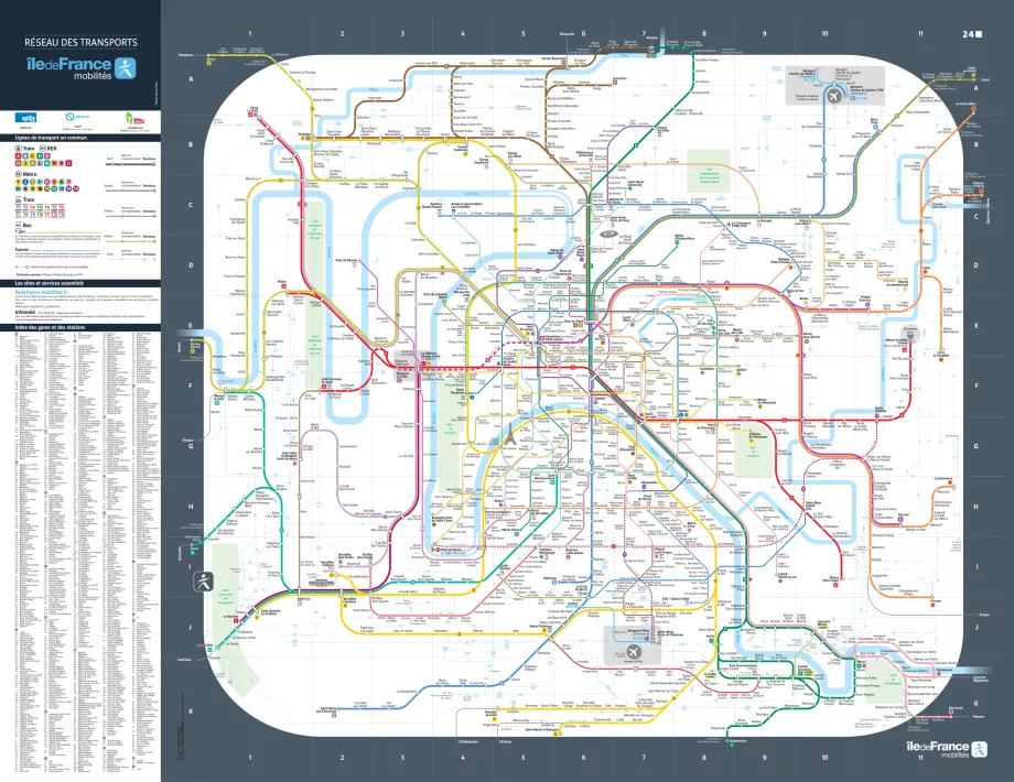 Carte du RER, du Transilien, du métro