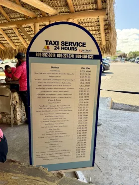 Liste de prix pour les services de taxi à partir de l'aéroport de Punta Cana PUJ