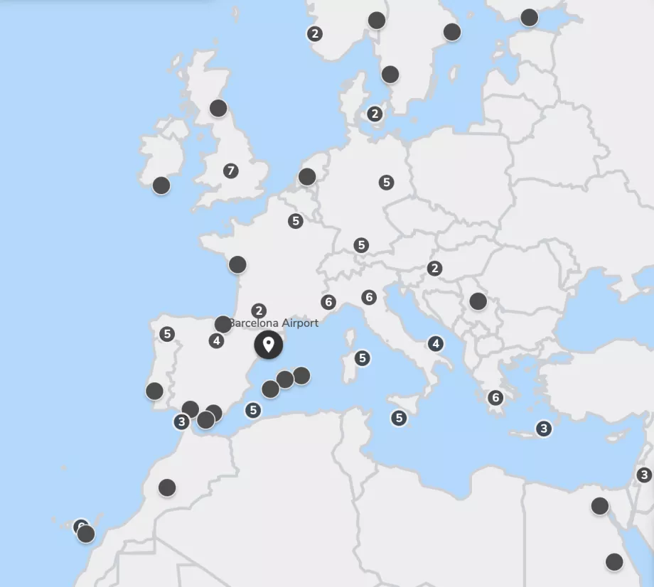 Destinations et plan d'accès Vueling