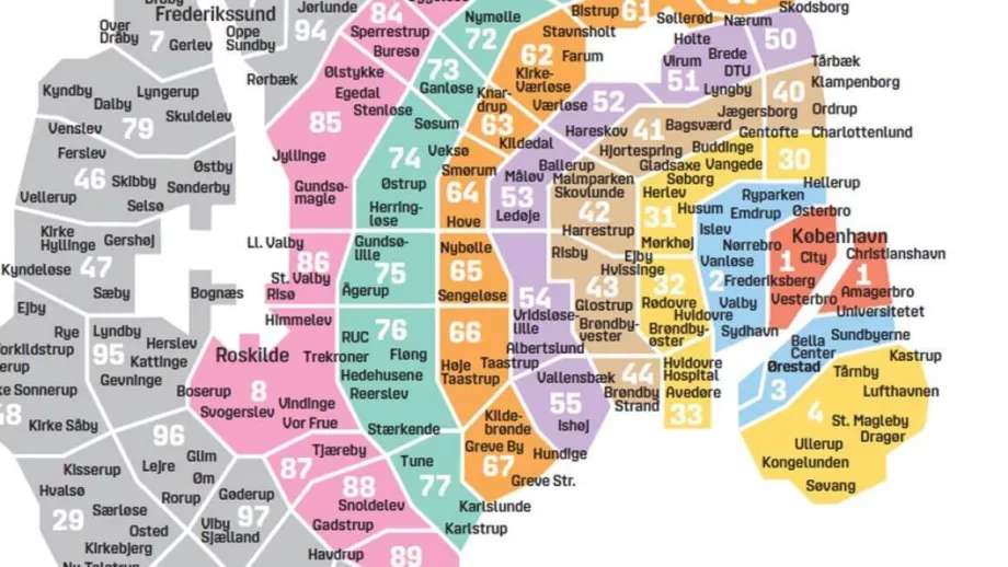 Zones de transport public à Copenhague